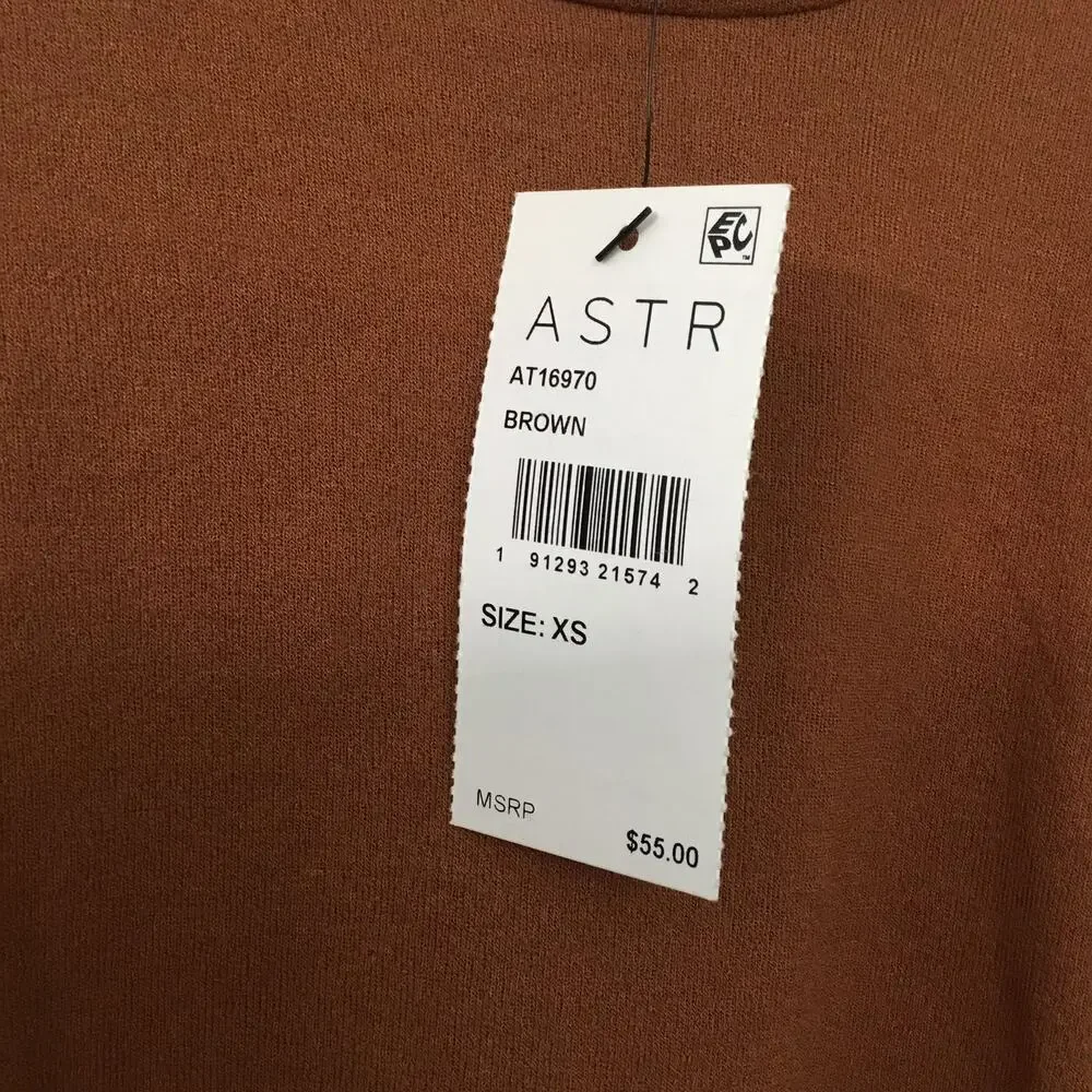 ASTR The Label  Mock Neck Brown Shrug Top Sz XS - Picture 5 of 10